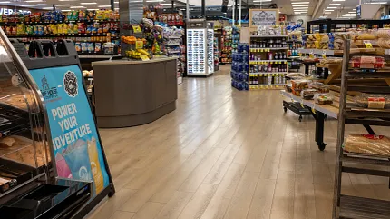 Durable Rigid Mineral Core flooring for commercial spaces Rigid Core flooring in a grocery store setting