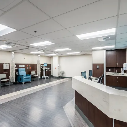 Healthcare Facility with Heavy Commercial Luxury Vinyl Tile Flooring Healthcare facility with heavy commercial luxury vinyl tile flooring in a modern reception area, featuring 36x9 inch dimensions
