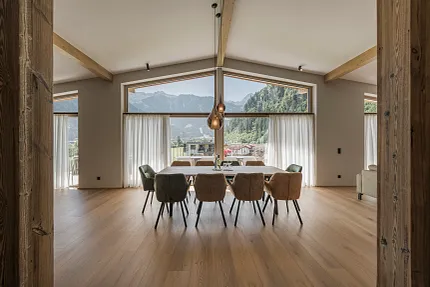 Dining room with a mountain view in Austria Dining room with a mountain view in Austria