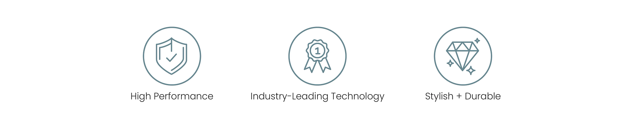 Endurance Icons covering High Performance, Industry-Leading Technology and Stylish + Durable