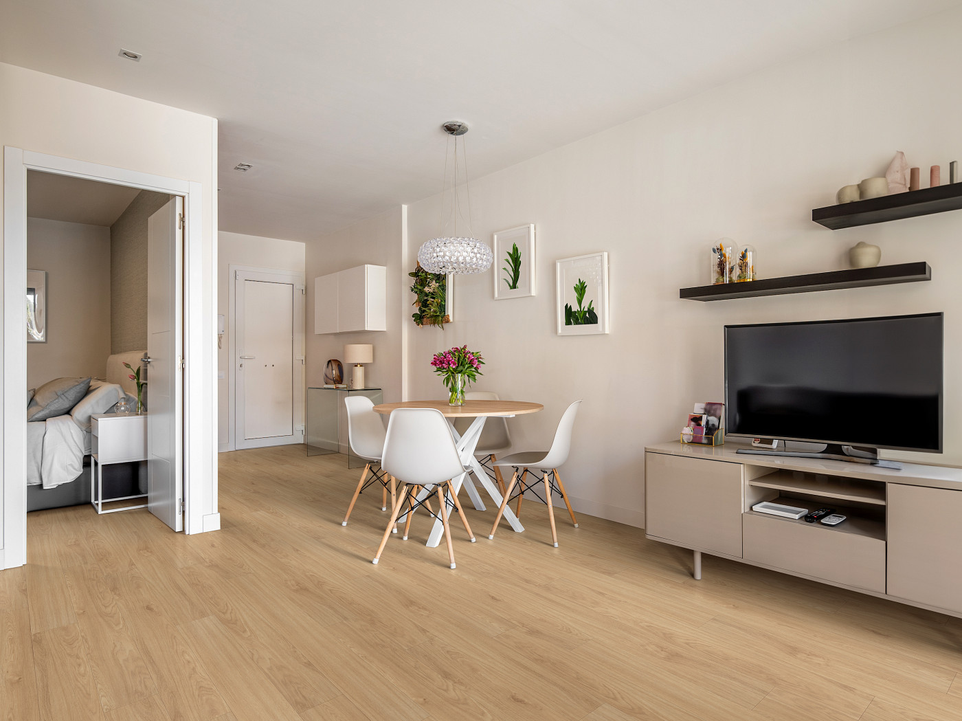 Honeycomb flooring, shown in a room