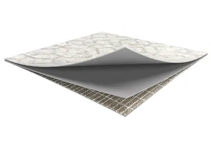 Commercial Heterogeneous Sheet Vinyl Flooring Swatch - Layered Construction and Textured Surface Commercial Heterogeneous Sheet Vinyl flooring swatch with layered construction and textured surface