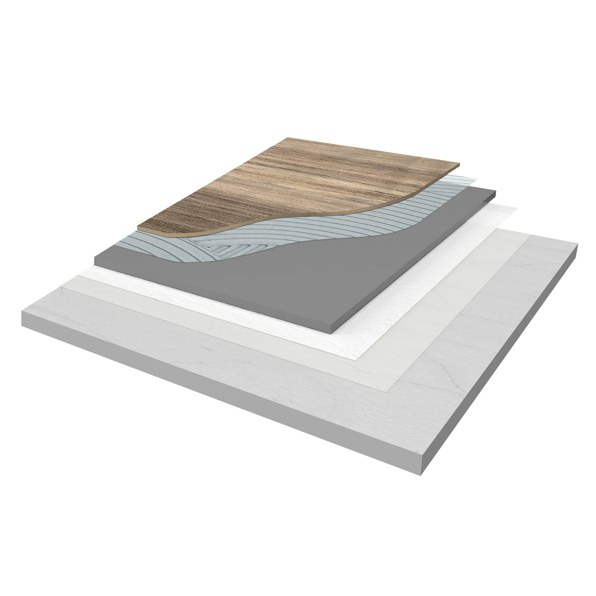 Multi-layer construction of hard surface flooring