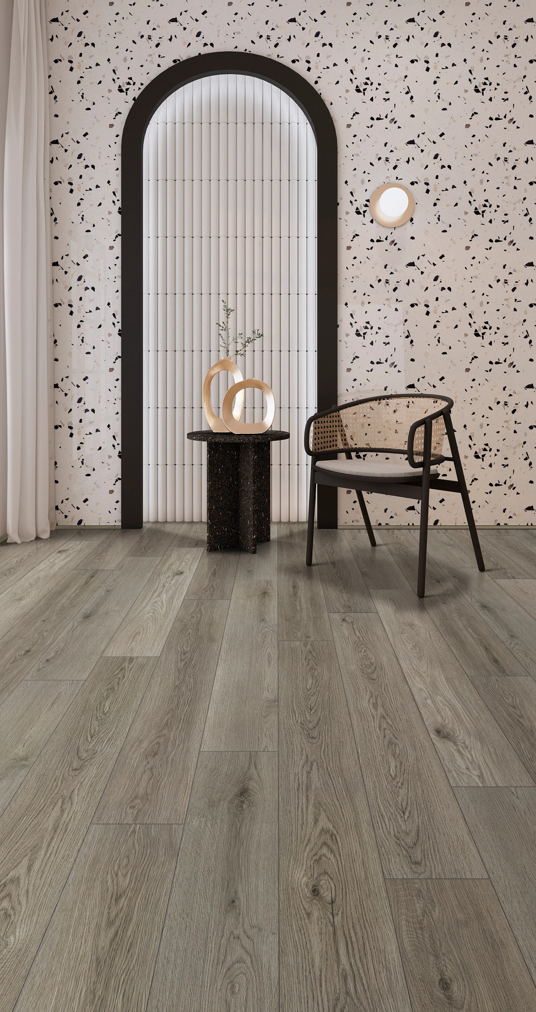 Sharpwell Oak flooring, shown in a room