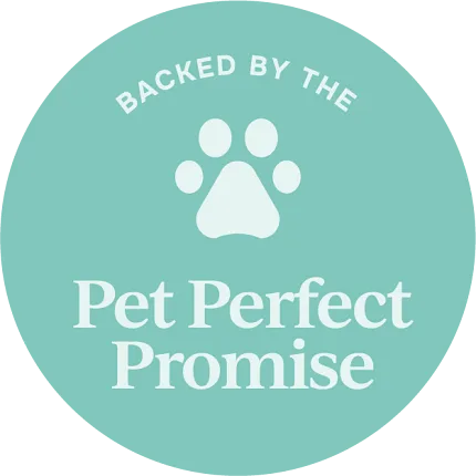 Durable flooring backed by Pet Perfect Promise Pet Perfect Promise logo with paw design