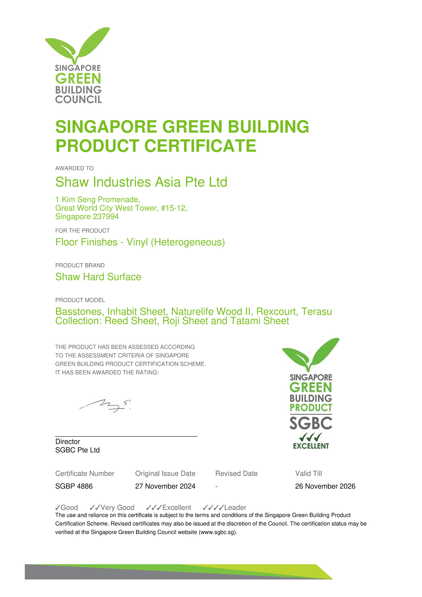 SGBP 4886 Hard Surface Cert