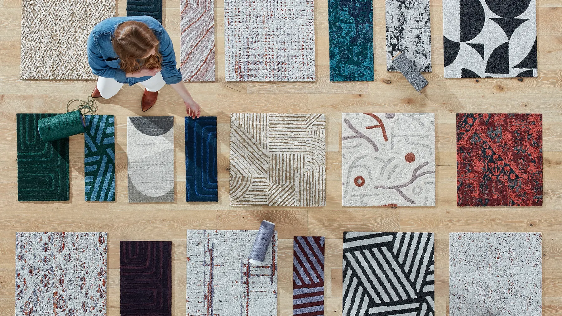 curated carpet tile palette with a model