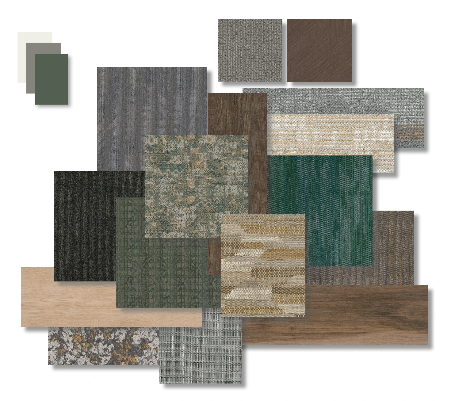 Curated collection LVT and Carpet Tile flooring featuring trend-based and top-selling shades for senior living facilities