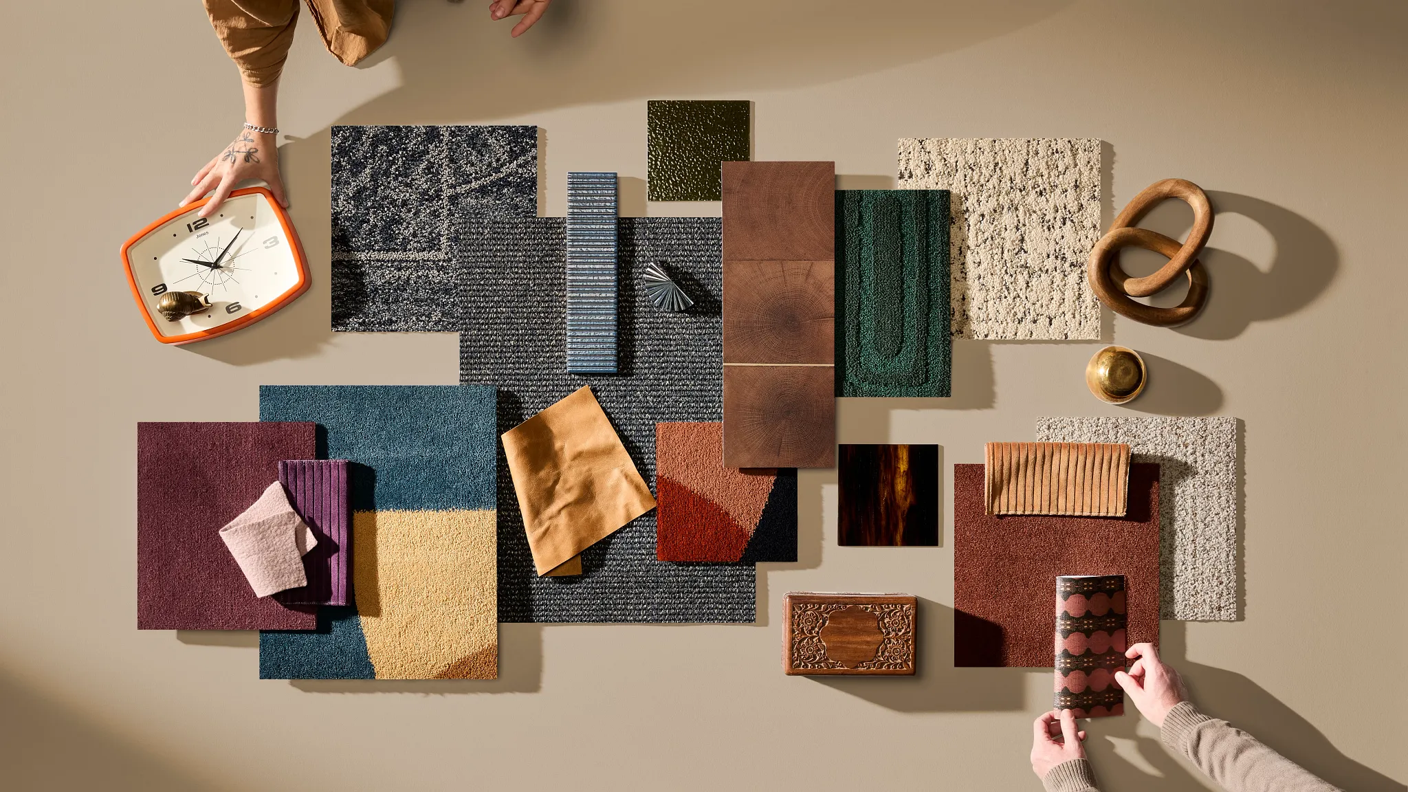 palette with carpet tile and tile and stone