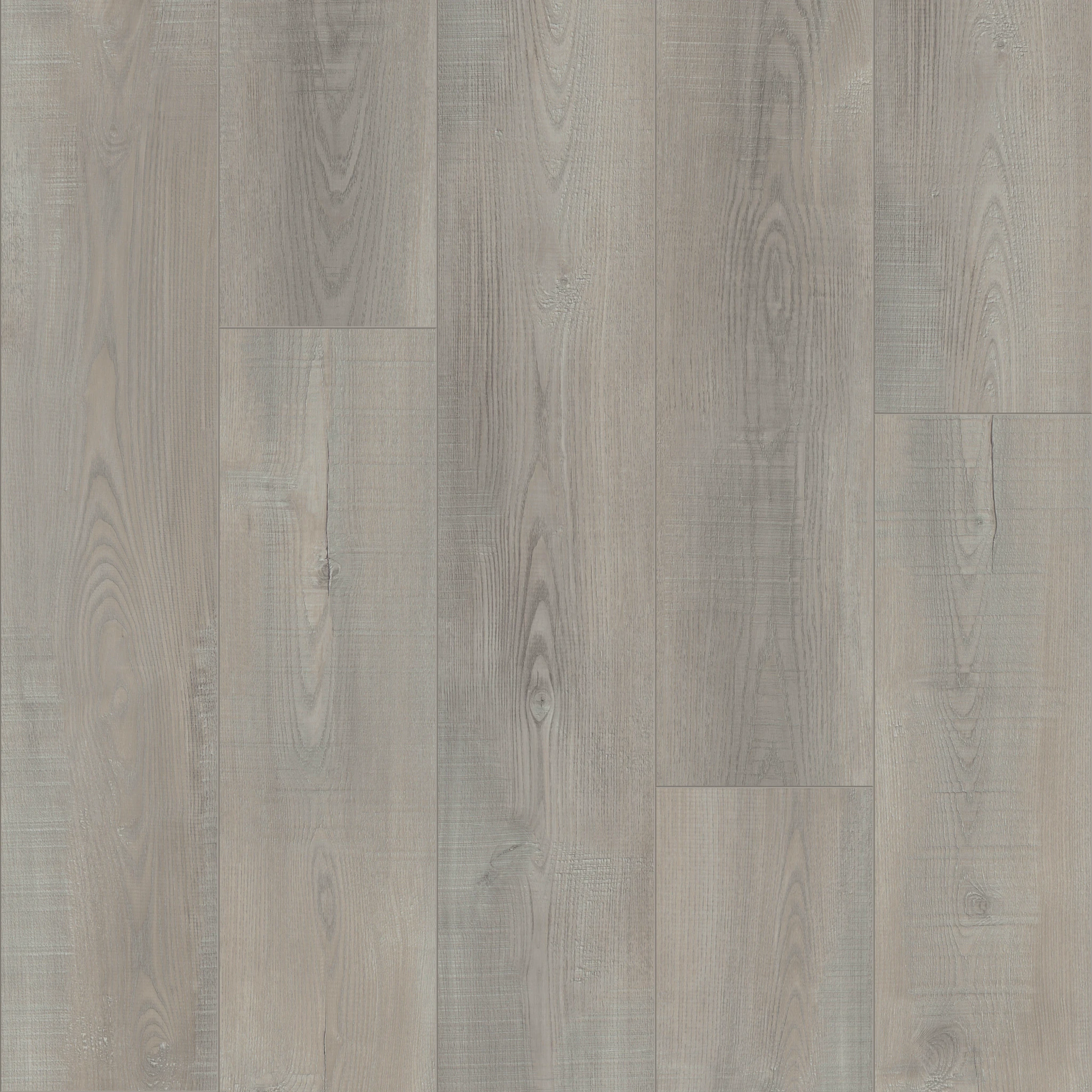Light gray wood look luxury vinyl plank flooring with natural grain patterns