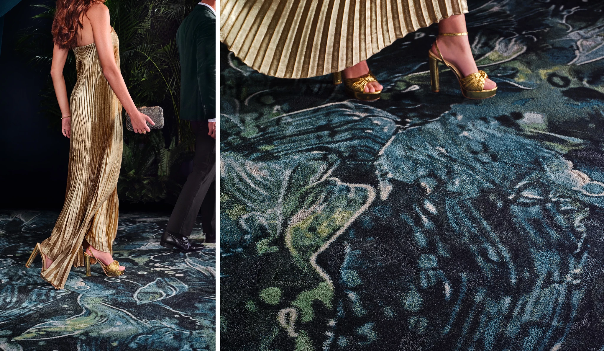 Luxurious carpet with abstract design in a formal event setting