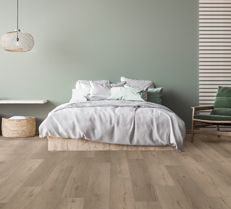 Bedroom with green chair