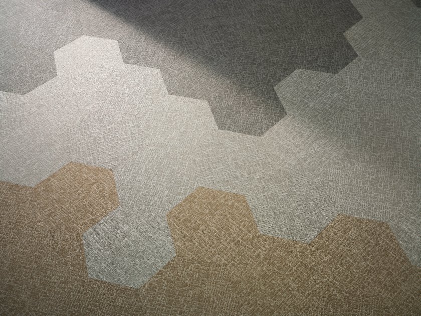 Pixel Hexagon TaskWorx® Tile Grey - LVP flooring Pixel Hexagon TaskWorx® Tile Grey Feature 1