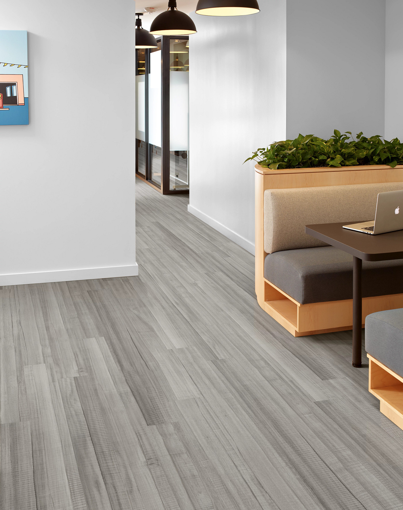 Cinders flooring, shown in a room