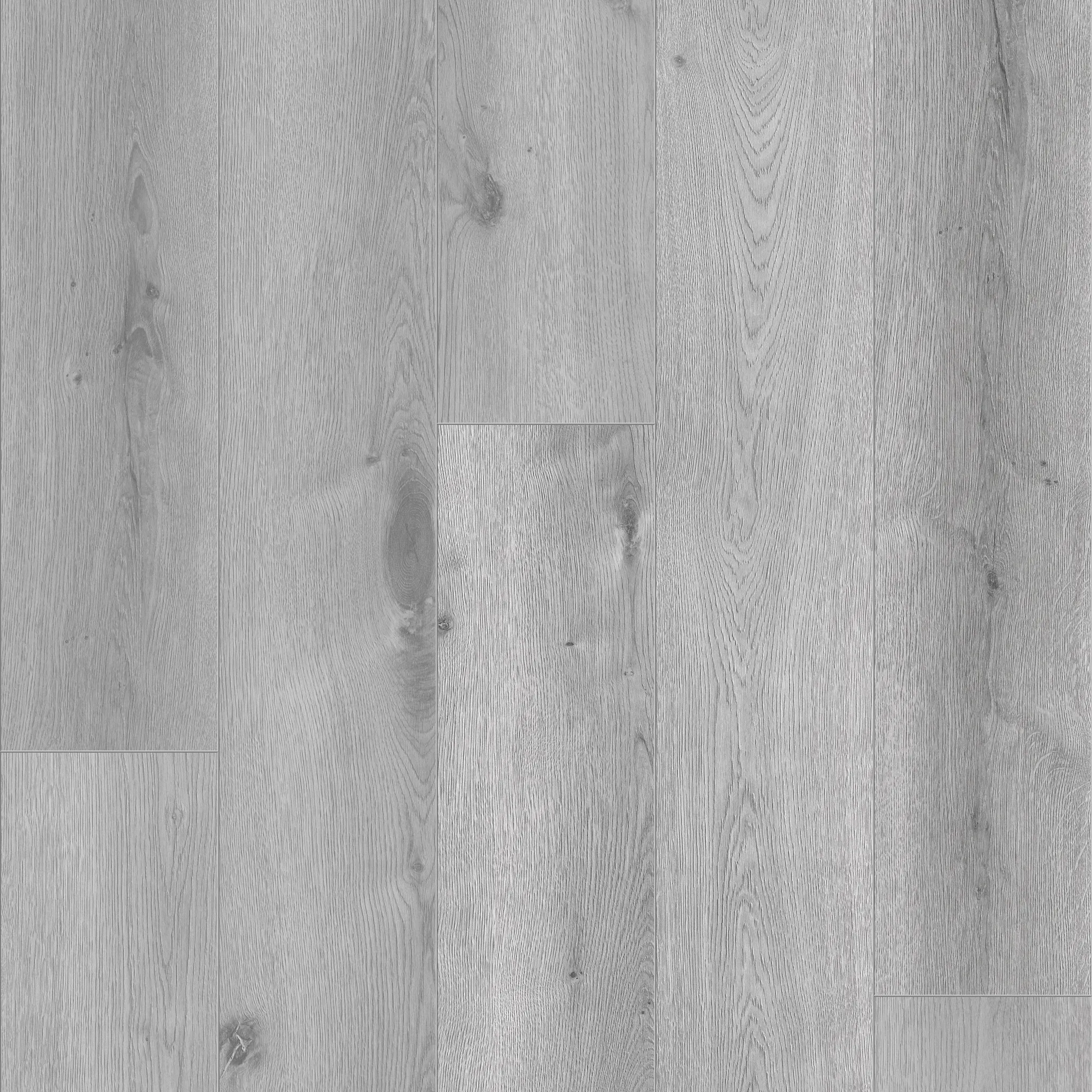 Pro CoreÂ® luxury vinyl plank flooring in a light gray wood look, featuring a durable and waterproof design with dimensions of 59.84x7.2 inches.