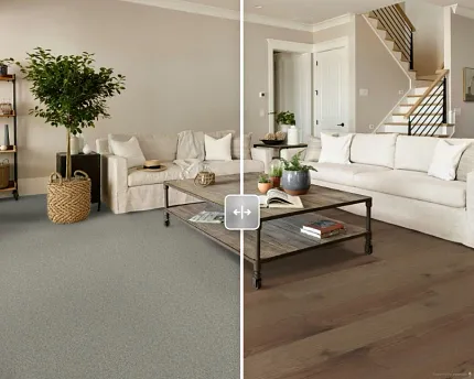 Versatile flooring options for modern living spaces Living room with beige carpet and wood flooring