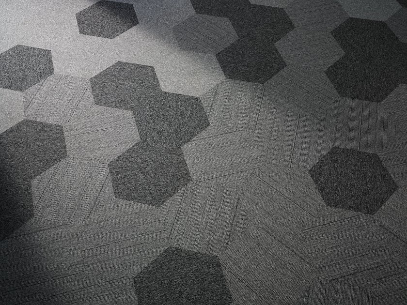 Pixel Hexagon TaskWorx® Tile Grey - LVP flooring Pixel Hexagon TaskWorx® Tile Grey Feature 2