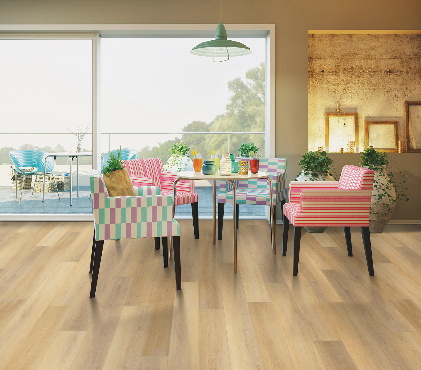 Canterbury Elm flooring, shown in a room