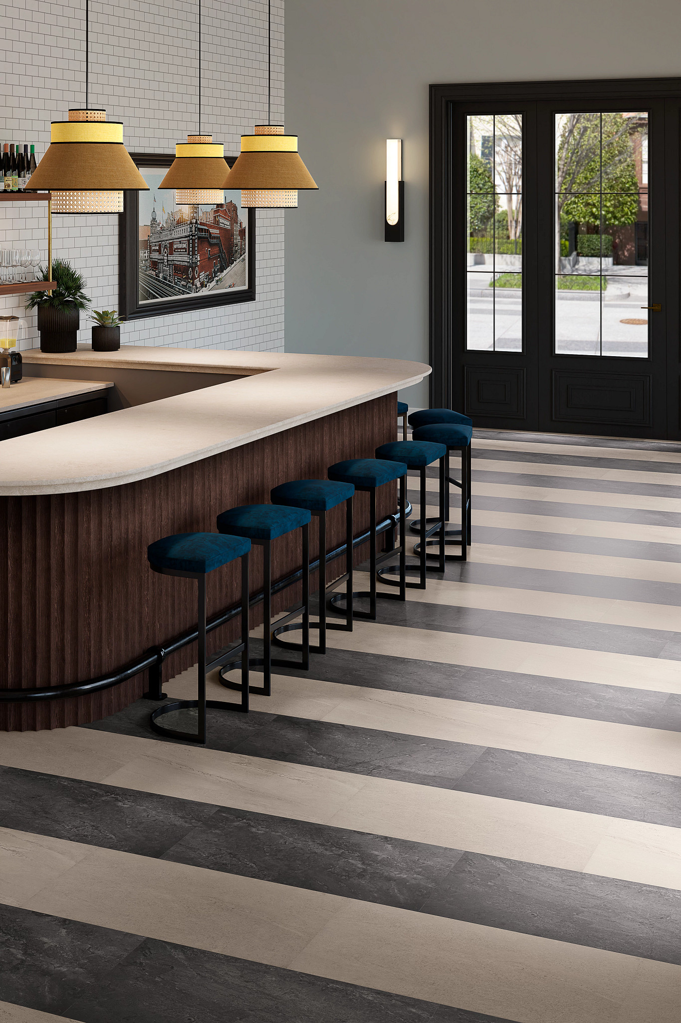 Charcoal Sopstn flooring, shown in a room