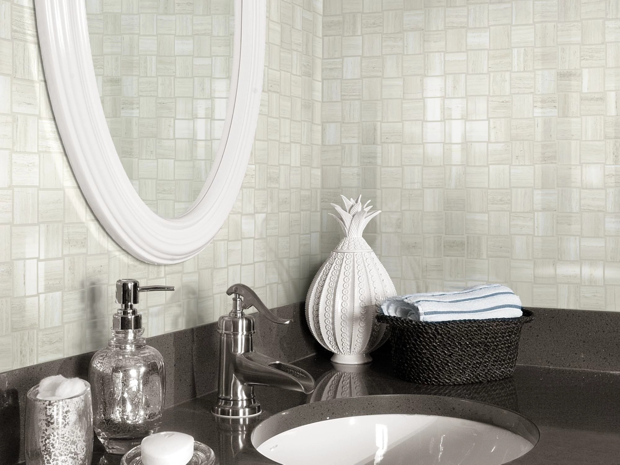 CASINO BASKETWEAVE MOSAIC MATTE ASH ROOM