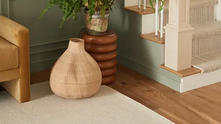 Corner of stair entry small stair corner image with carpet, big plant and stairs