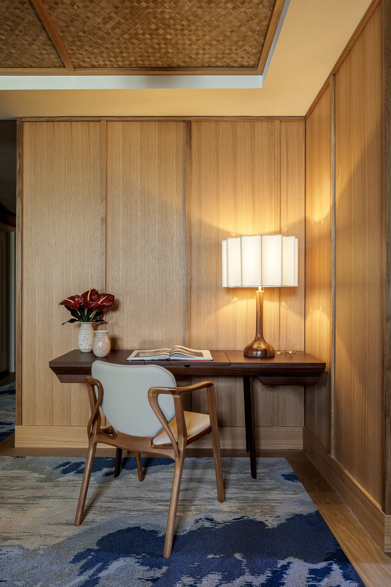 desk with custom broadloom carpet