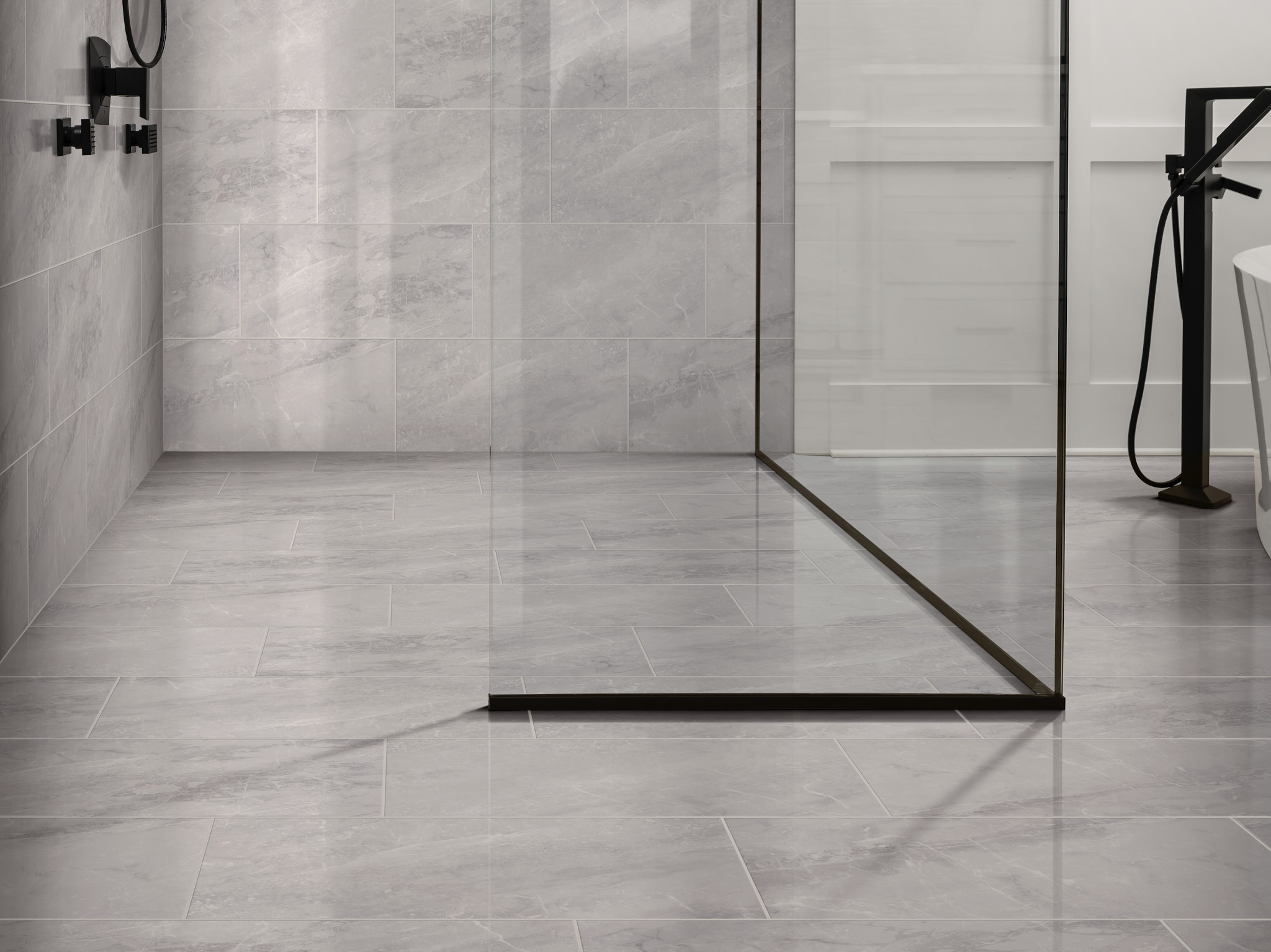 PRIME AURA 12X24 POLISHED PERLA GRIGIA ROOM