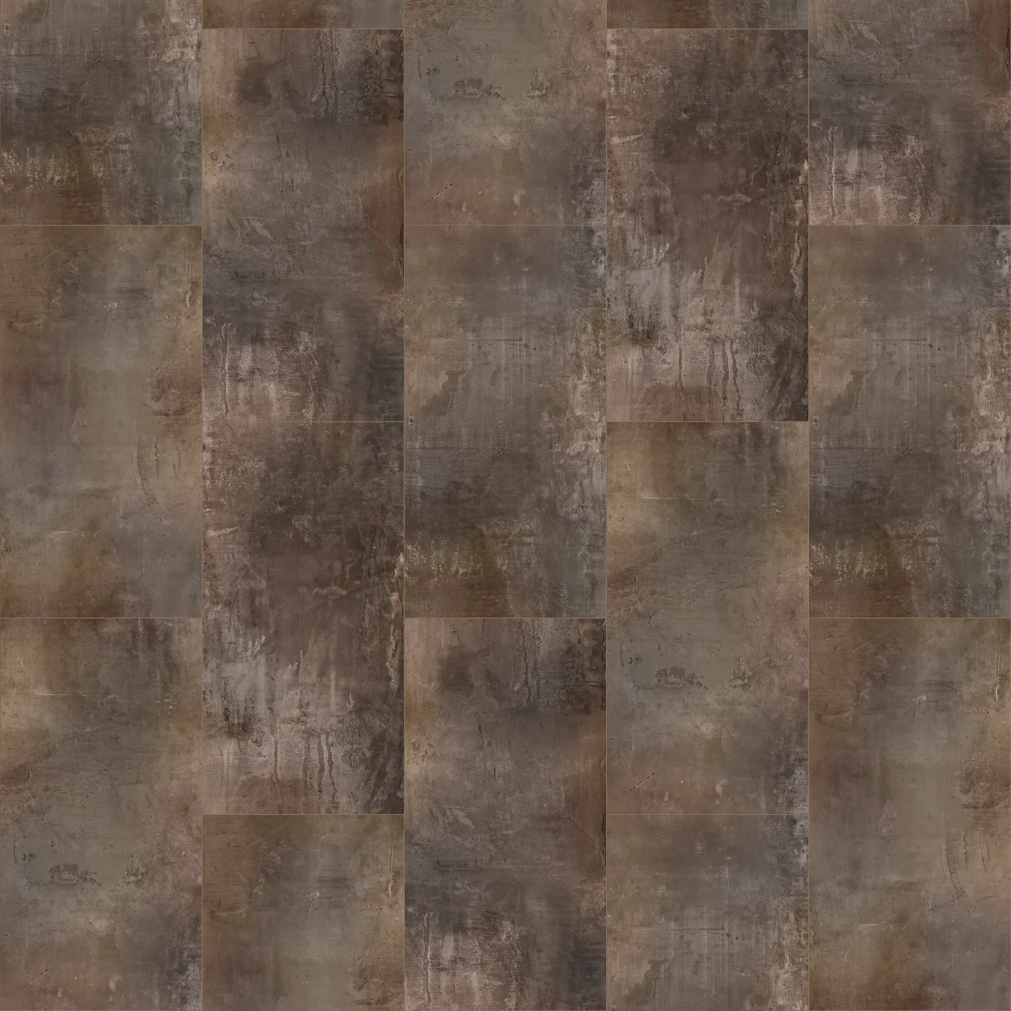 Luxury vinyl tile floor with a stone look in shades of brown and gray