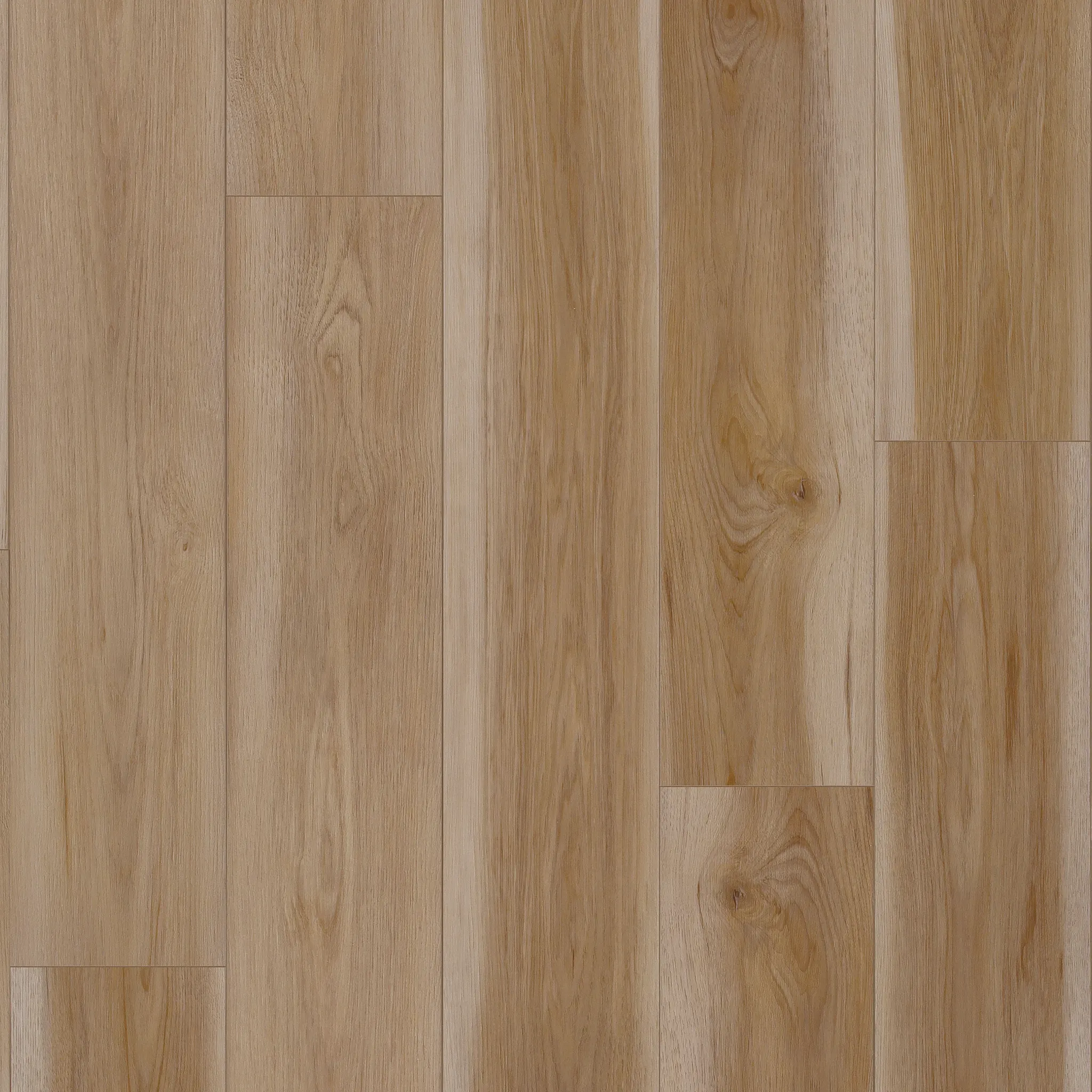 Light oak wood look vinyl flooring with natural grain pattern, 60x7.13 inch dimensions, Coretec Residential WPC construction