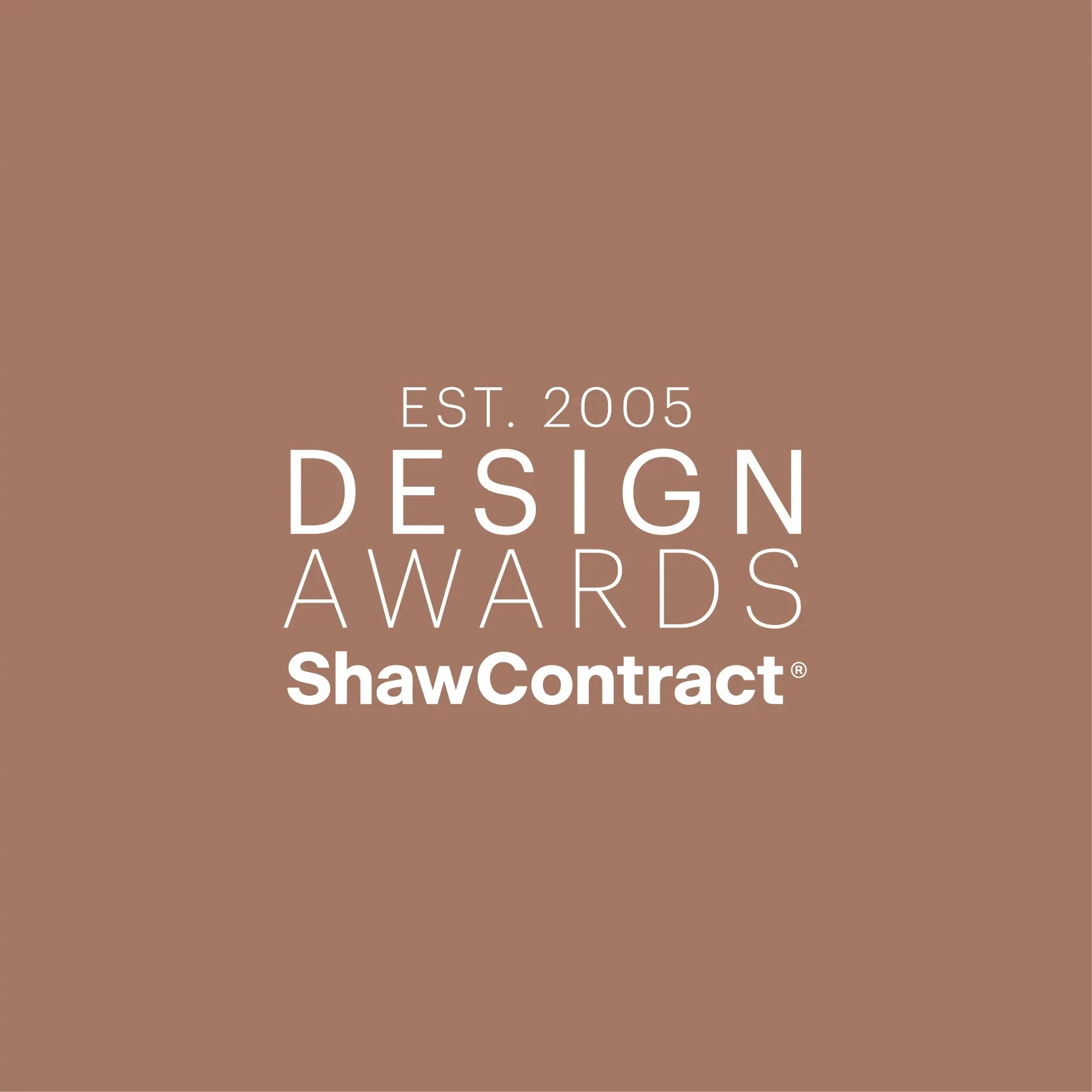Shaw Contract Design Awards logo on brown background
