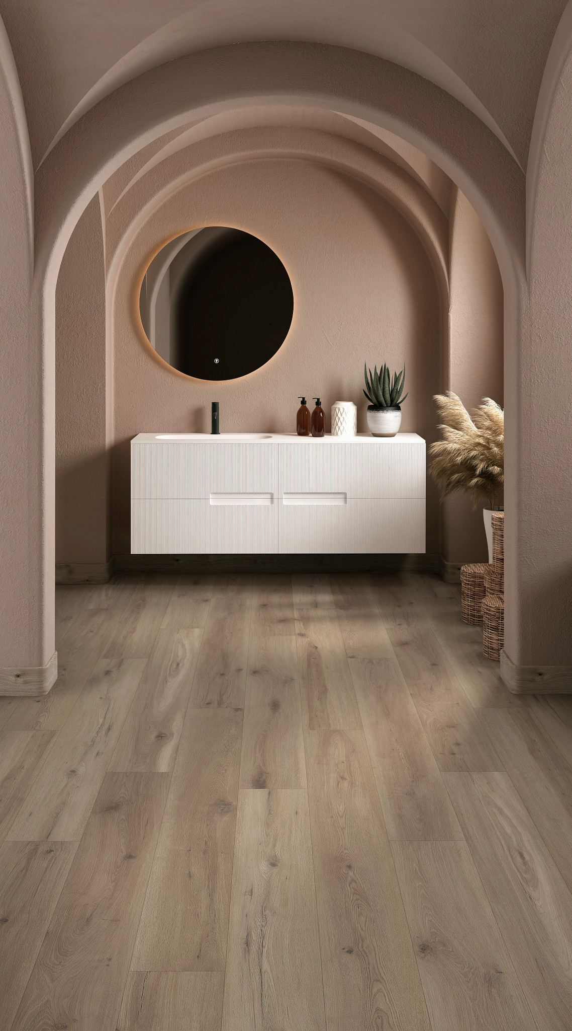 Mist Oak flooring, shown in a room