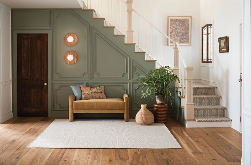 Arden Park Broadloom Carpet in Tuffet color, textured loop design, 12 ft wide, made of 100% nylon
