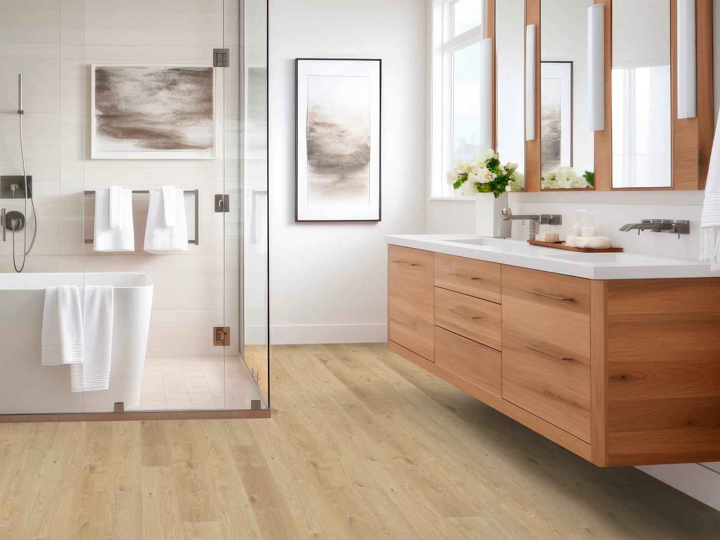 Honeyed Maple flooring, shown in a room