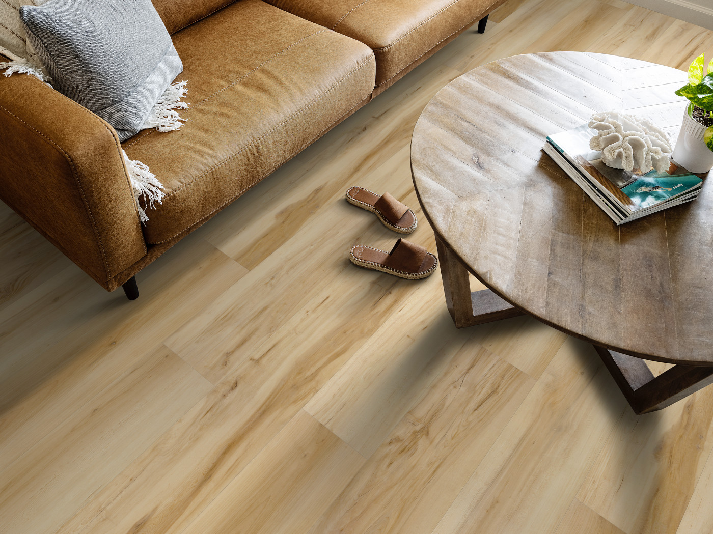 Butterfly White flooring, shown in a room