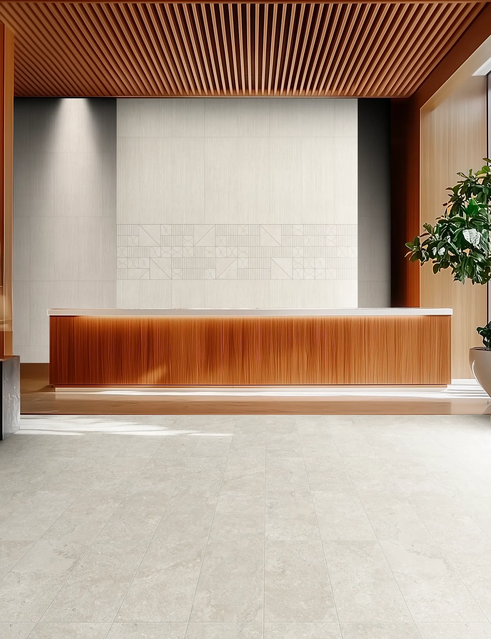 Porcelain tile flooring in a modern reception area