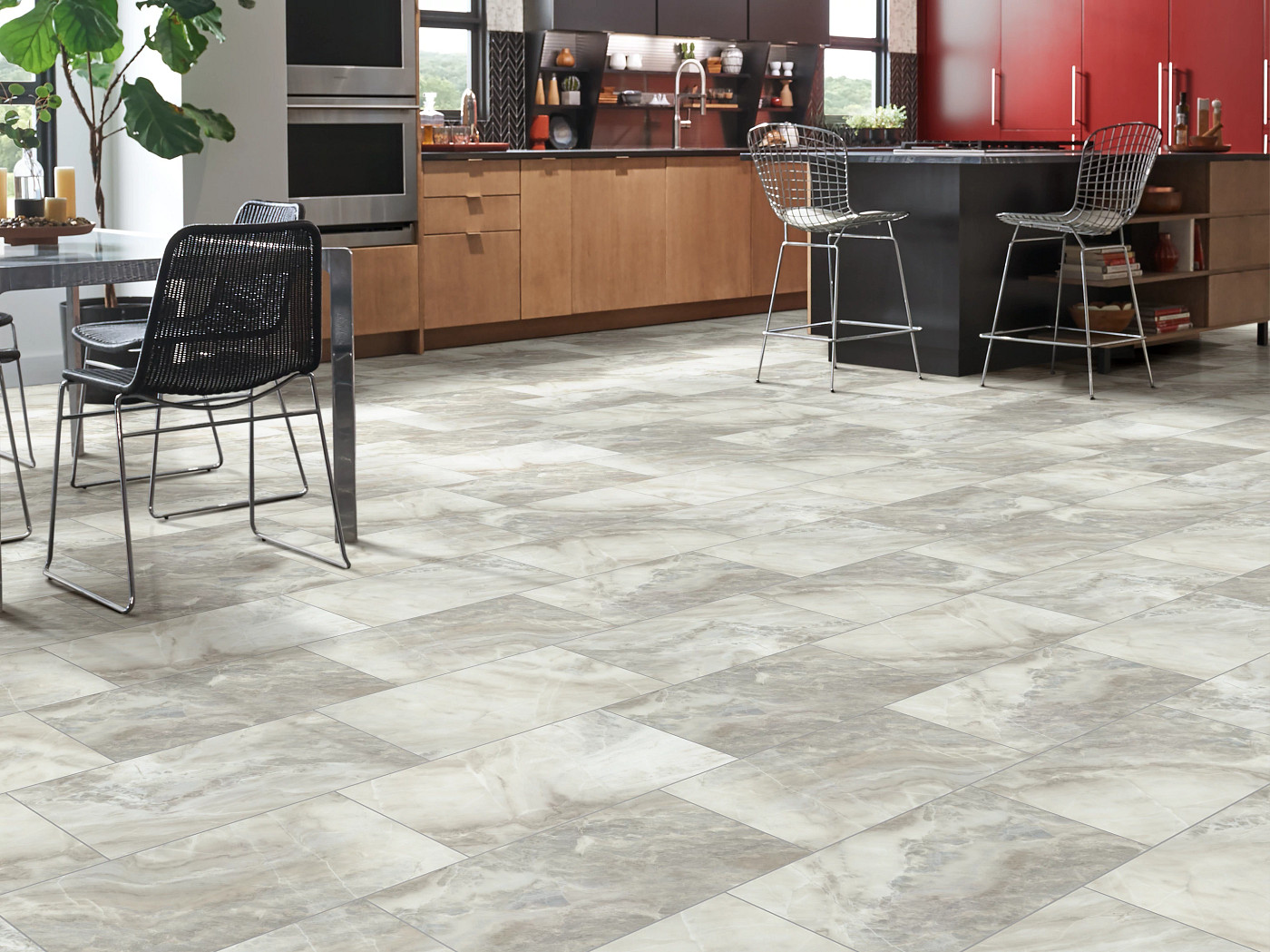 White Onyx flooring, shown in a room