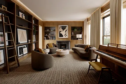 Luxurious 100% Wool Carpet in Modern Living Room Setting Elegant living room with 100% wool carpet featuring a herringbone pattern