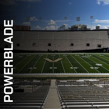 Powerblade Artificial Turf Football Field Stadium Scene Artificial turf football field in a stadium with Powerblade branding