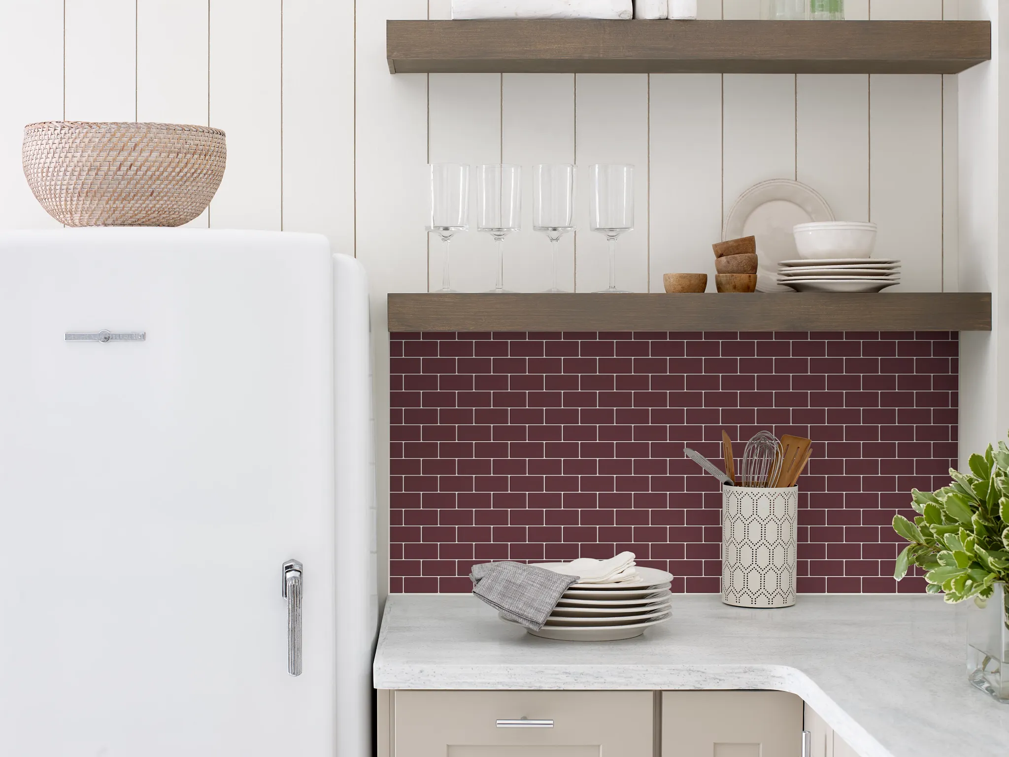 Kitchen Backsplash, Shaw Builder SF Boldly Bright 587TS 00800 Maroon
