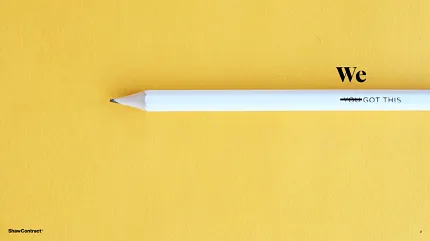 White Pencil on Yellow Background with Motivational Text White pencil on yellow background with text "We Got This"