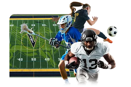 Artificial Turf Sports Field with Athletes Artificial turf sports field with athletes playing football