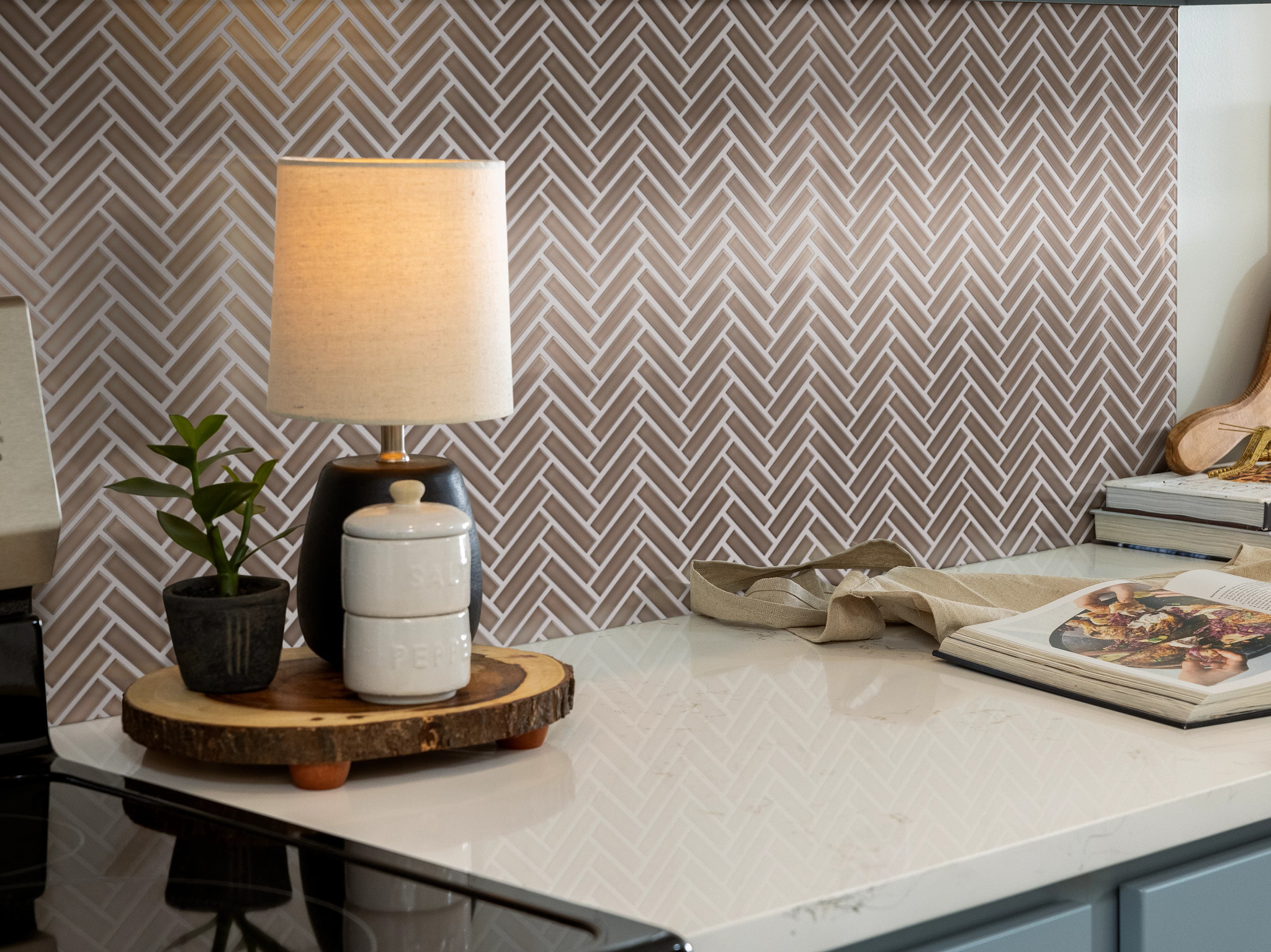 ASCENDANT HERRINGBONE BALANCED TAUPE ROOM