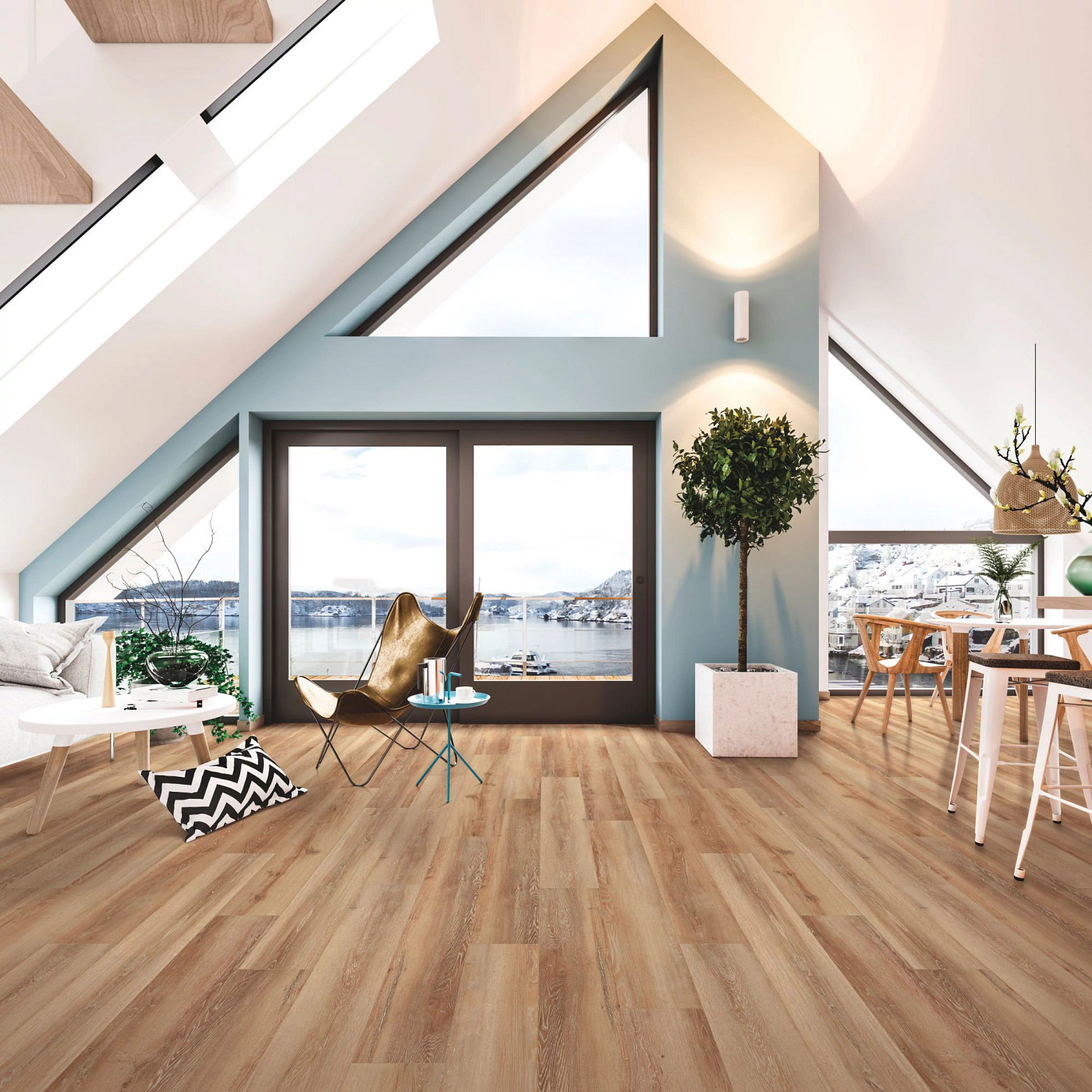 Coretta Oak flooring, shown in a room