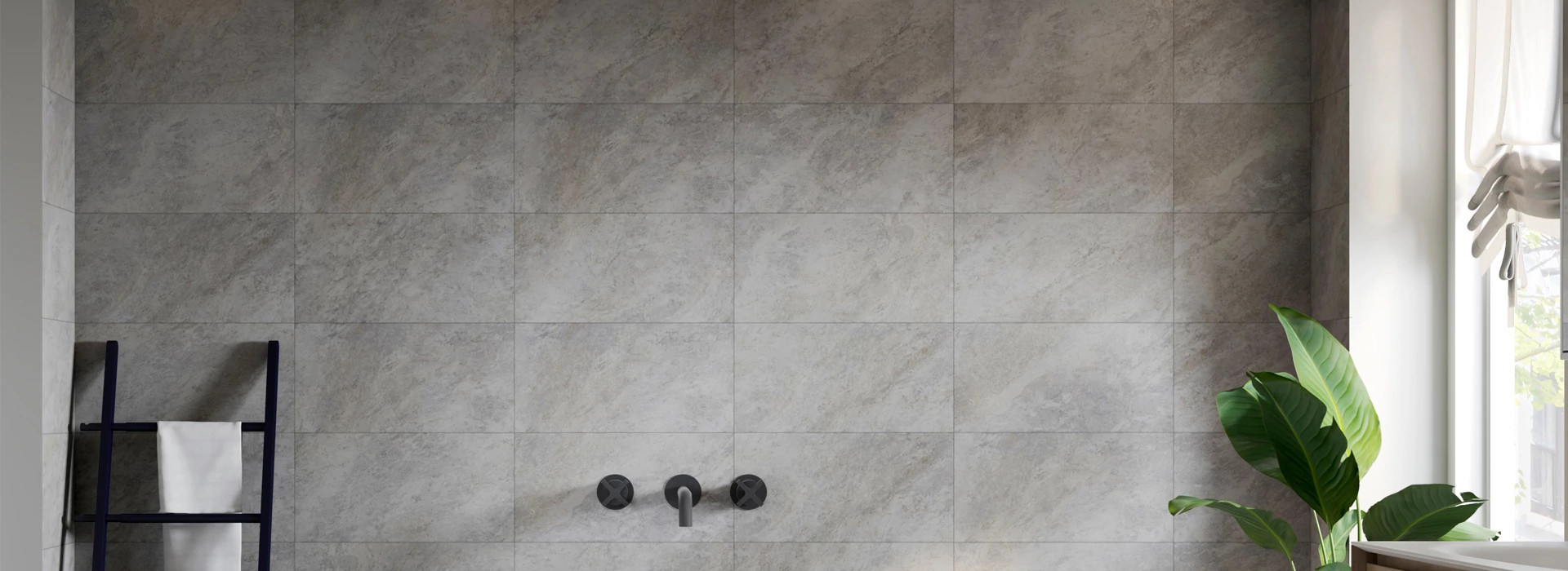 Bathroom with luxury vinyl tile on wall