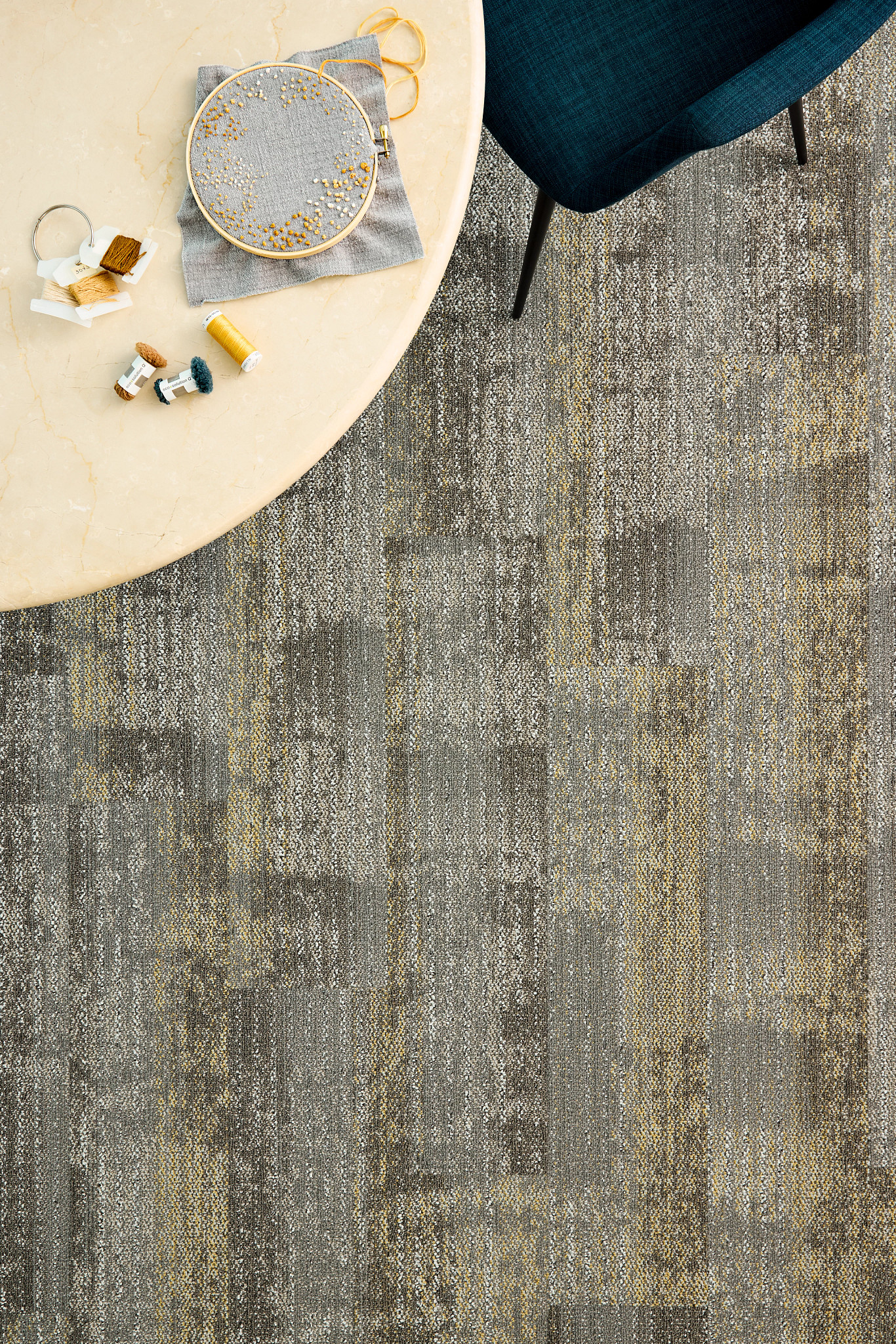 French Knot Tile Mended Denim Feature 1