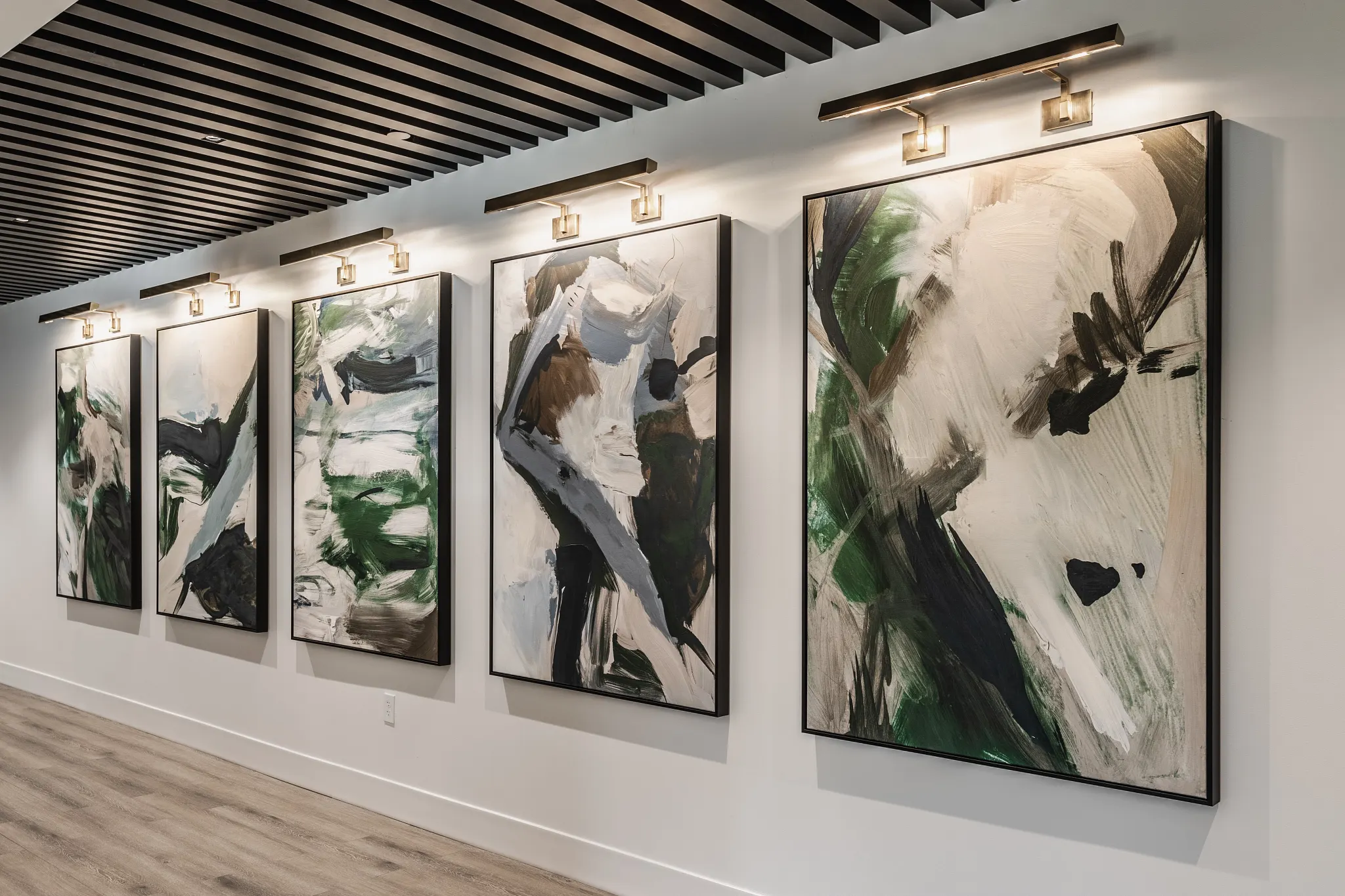 Rigid Core flooring in an art gallery with abstract paintings