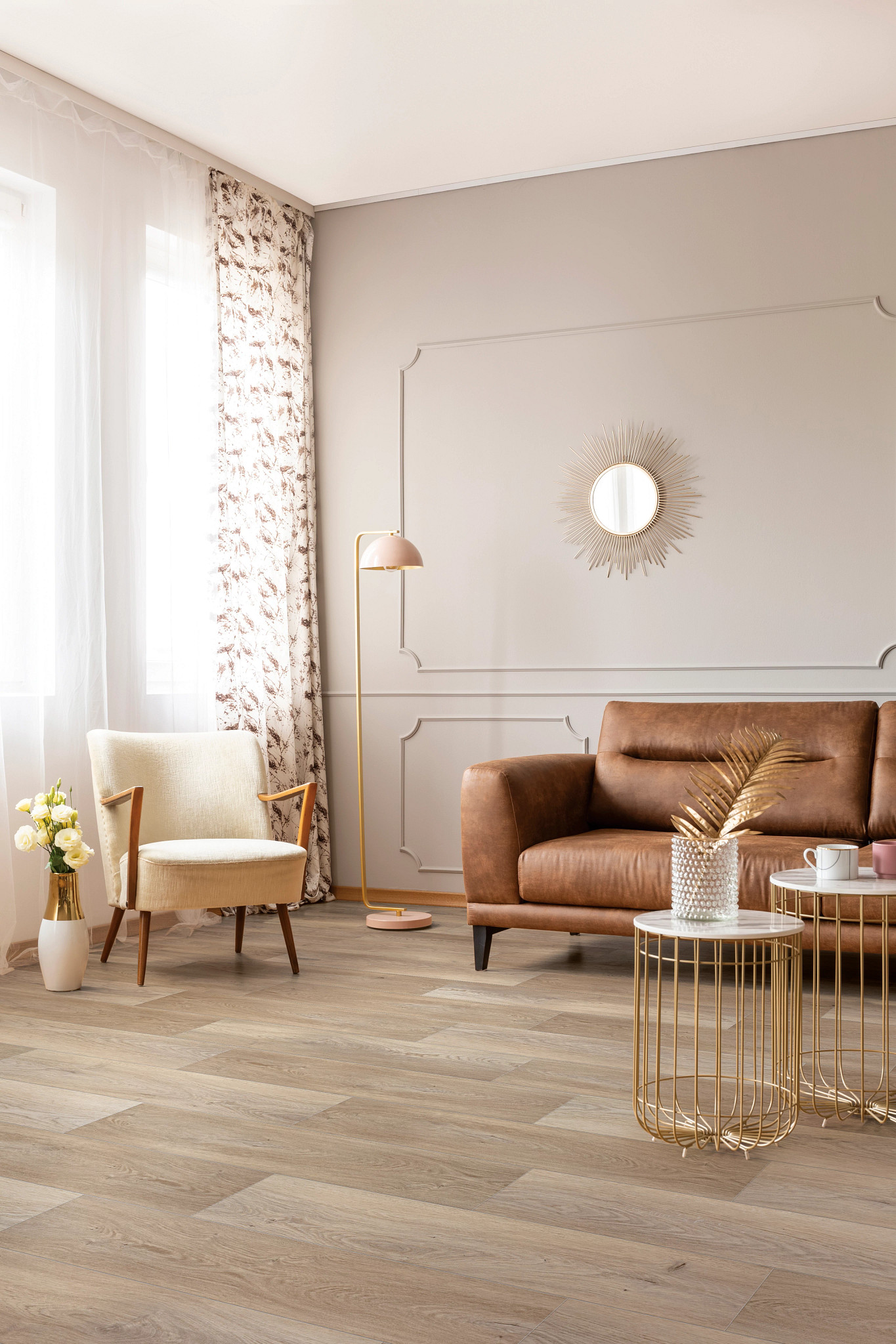 Bedford Oak flooring, shown in a room