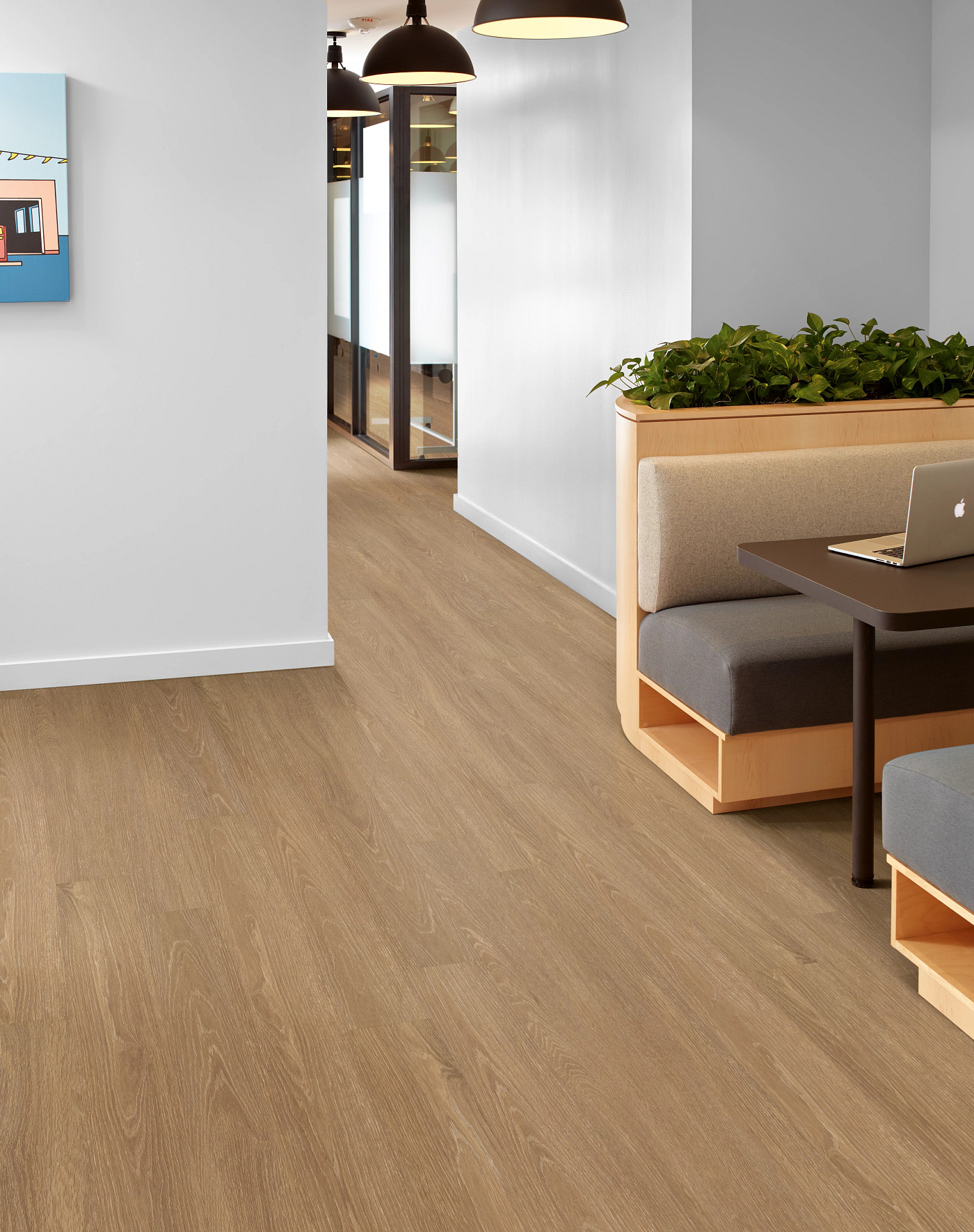 Reed flooring, shown in a room