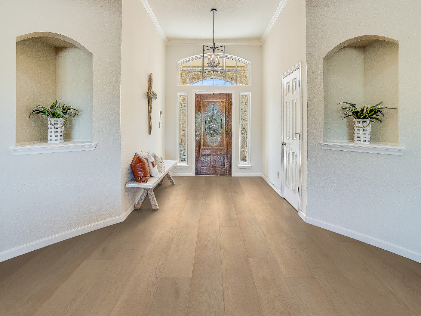 Saddle Brown flooring, shown in a room