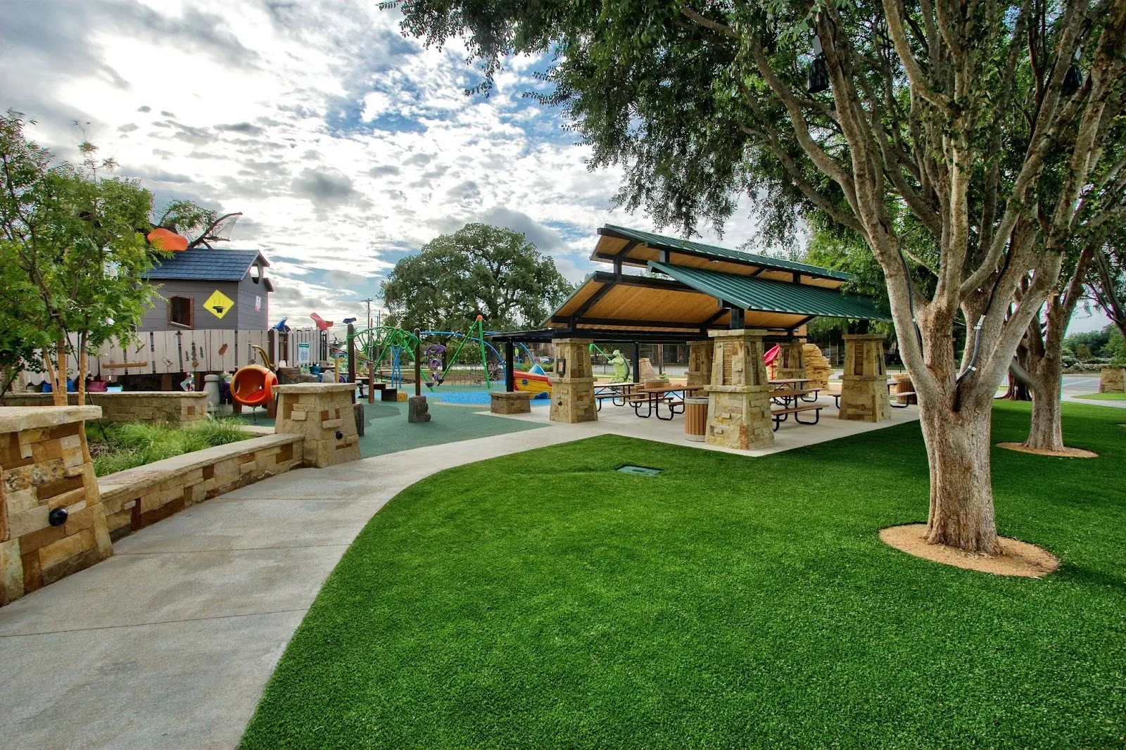 Scenic park with playground and picnic area